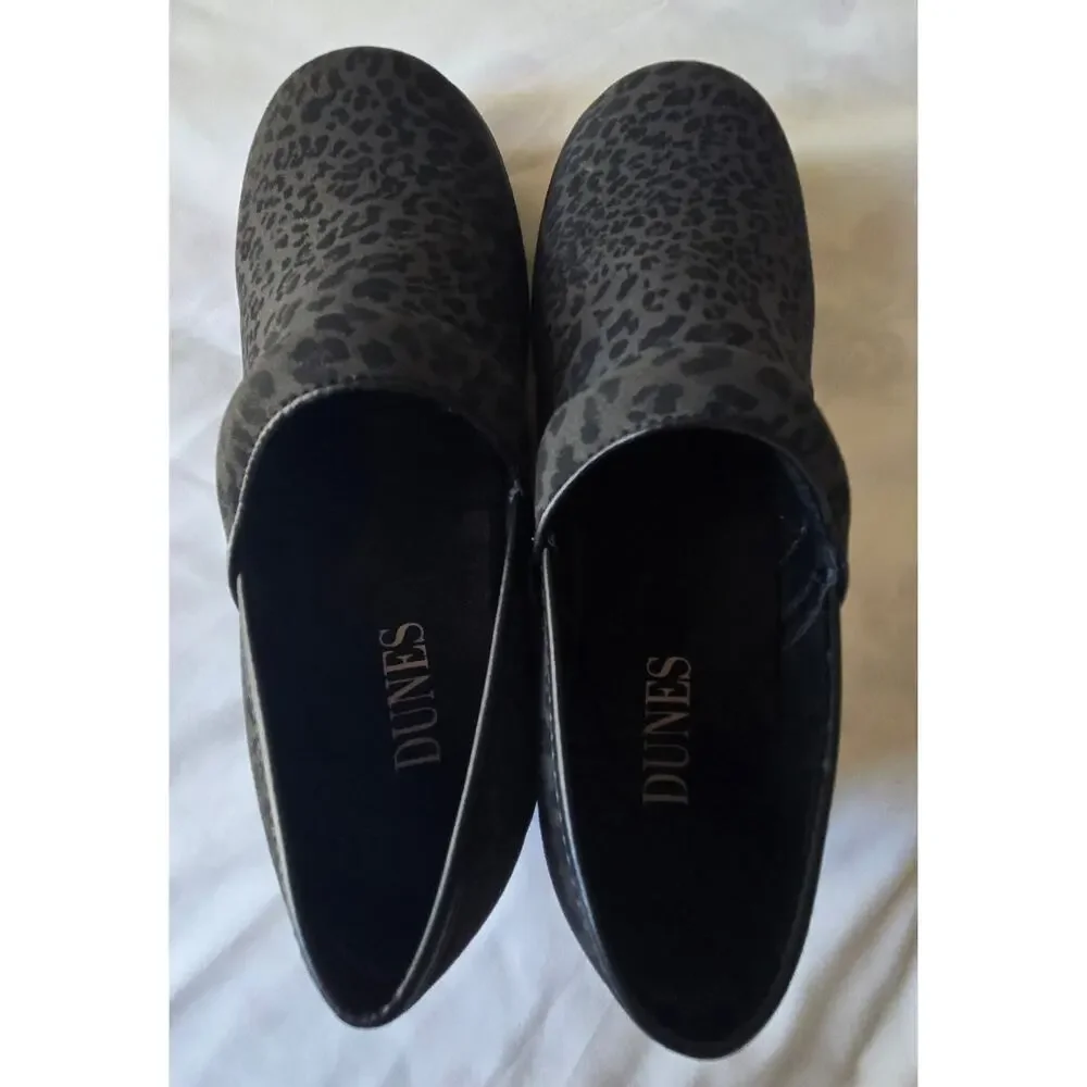 DUNES Women's Work Slip Resistant Slip on Animal Print Cheetah Black Shoes 7.5 - Picture 3 of 5